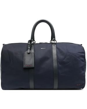 Kiton Bolso De Viaje Con Ribete De Cuero - Azul