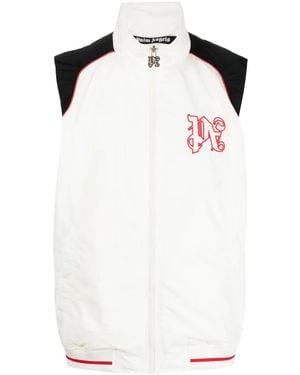 Palm Angels Racing Paddock Monogram-Embroidered Vest - White