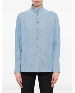 McQueen Ruffle-Collar Shirt - Blue
