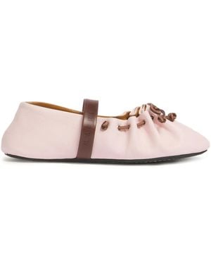 Marni Strap Leather Ballet Flats - Pink