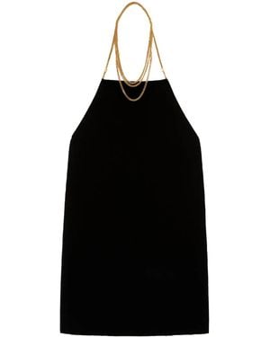 Palm Angels Chain-Embellished Velvet Halterneck Dress - Black