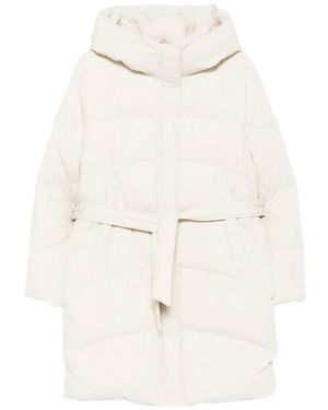 SEA WING Belted Hooded Puffer Coat - White