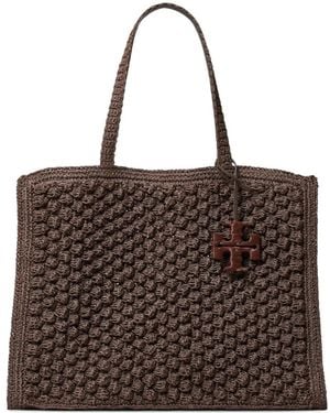 Tory Burch Large Ella Hand-Crocheted Popcorn Tote Bag - Brown