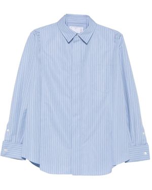 Sacai Striped Layered-Collar Shirt - Blue