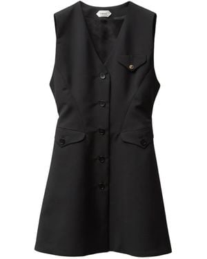 Versace Button V-Neck Dress - Black