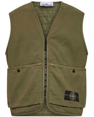 Stone Island V-Neck Gilet - Green