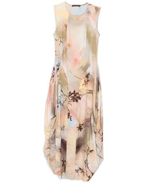High Floral-Print Midi Dress - White