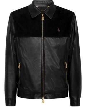 Billionaire Leather Bomber Jacket - Black