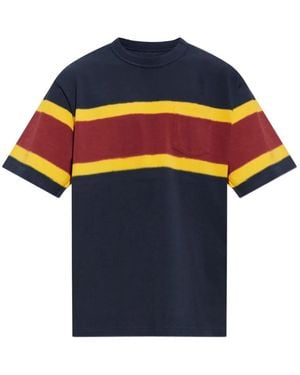 Sacai Camiseta Con Bolsillo A Rayas - Azul