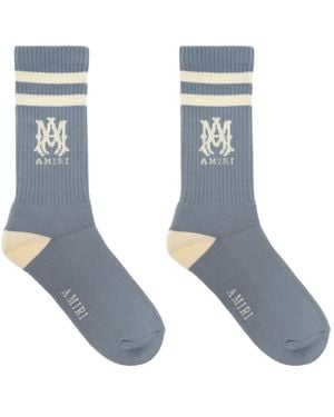 Amiri Striped Logo Socks - Blue