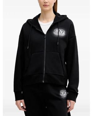 EA7 Logo-Print Track Pants - Black