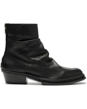 424 Ruched Zip-Up Boots - Black