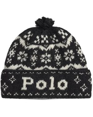 Polo Ralph Lauren Fair Isle Beanie Mit Logo-Intarsie - Schwarz