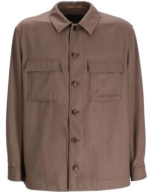 BOSS Corvin Utility-Style Button-Up Overshirt - Brown