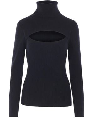 Allude Maglione A Coste Con Collo Alto - Blu