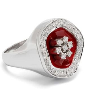 Ilaria Icardi 18K The Flower Diamond Signet Ring - White