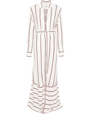 Bompard Vestido Camisero Largo A Rayas - Blanco