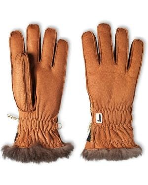 Restelli Havana Handschuhe Mit Pelzbesatz - Braun