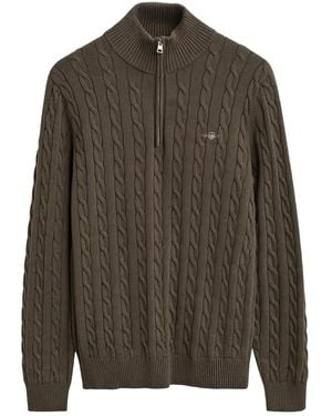 GANT Cable-Knit Half-Zip Sweater - Green