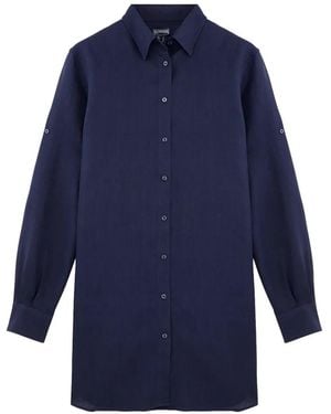 Vilebrequin Long-Sleeve Linen Mini Dress - Blue