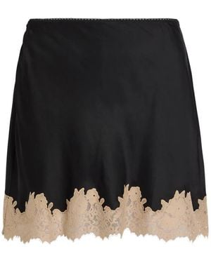 RIXO London Lace-Trim Satin Mini Skirt - Black