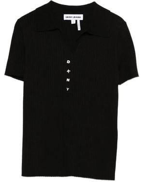 DKNY Buttoned Knitted Top - Black