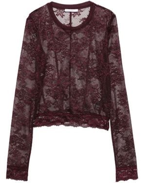 Patrizia Pepe Scalloped-Hem Lace Blouse - Purple