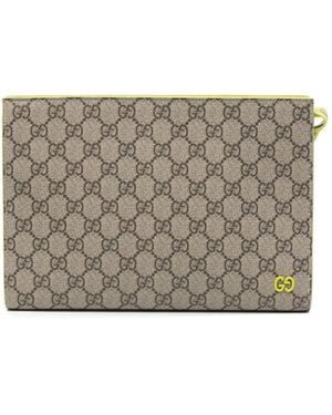 Gucci Small Gg Canvas Clutch Bag - Grey