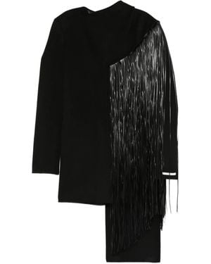 Sportmax Fringed-Detail Panelled Dress - Black