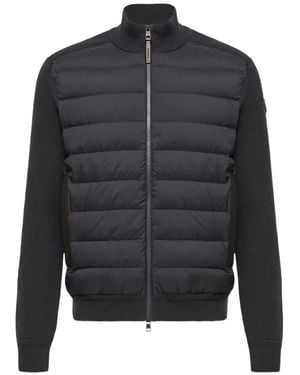 Moncler Wool & Cashmere Blend Padded Zip-Up Cardigan - Blue