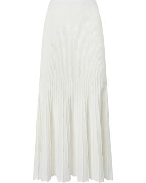 Pinko Pleated Logo Midi Skirt - White