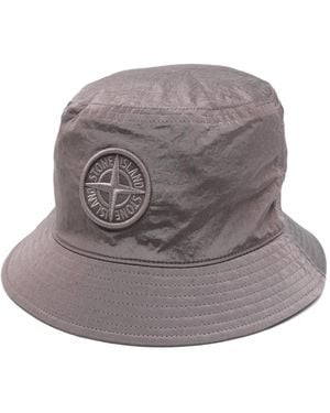 Stone Island Logo-Patch Bucket Hat - Grey