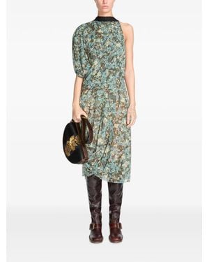 Dries Van Noten Asymmetrisches Kleid Mit Falten - Grün