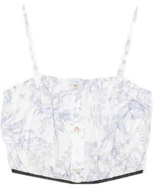 Maje Top Corto Con Estampado Floral - Blanco