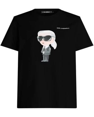 KARL LAGERFELD Ikon Aquarelle Printed T-Shirt - Black