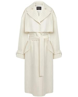 Dondup Pinstripe-Pattern Trench Coat - White