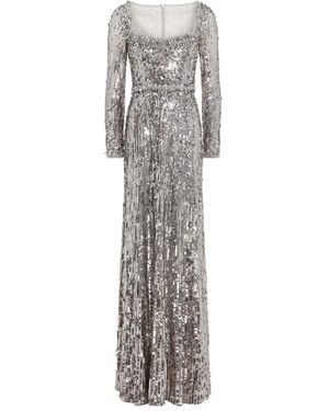 Jenny Packham Kestra Sequin-Embellished Maxi Dress - Grey