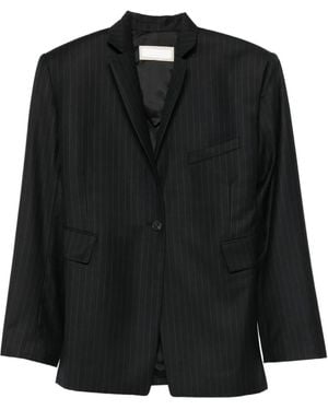 Litkovskaya Twist-Detail Pinstriped Blazer - Black