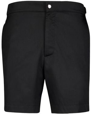 Frescobol Carioca Button-Zip Mid-Rise Swim Shorts - Black