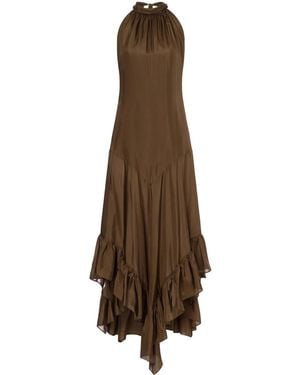 Philosophy Di Lorenzo Serafini Habotai Silk Dress Washed - Brown