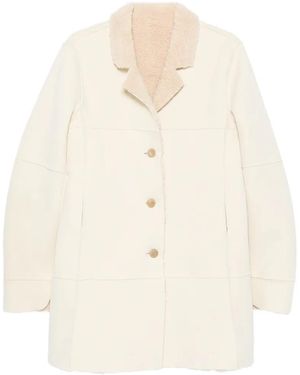 Source Unknown Odera Reversible Shearling Coat - White