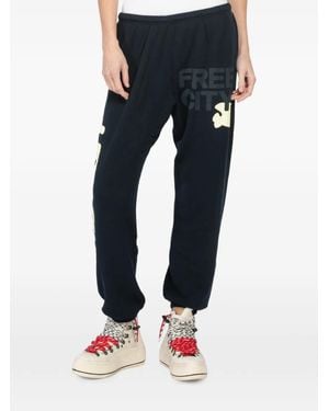 Freecity Spryum Lettering-Print Track Trousers - Blue