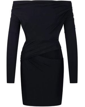 Amazuìn Off-Shoulder Long-Sleeve Mini Dress - Blue