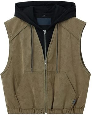 Juun.J フーデッド ベスト - グリーン