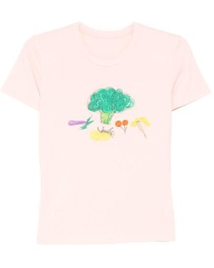 JNBY Graphic-Print Fitted T-Shirt - Pink