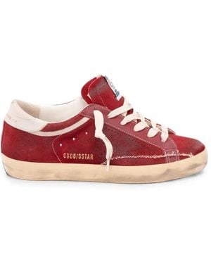 Golden Goose Super-Star Distressed-Effect Trainers - Red