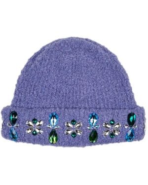 Melrose High X Lotto Crown Of Cairo Crystal-Embellished Bouclé Beanie Hat - Purple