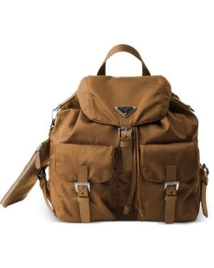 Prada Medium Re-Nylon Backpack With Pouch - Brown