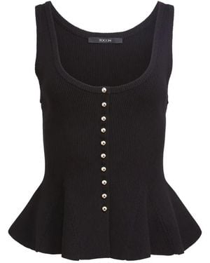 Toccin Eden Button-Front Flared Tank Top - Black