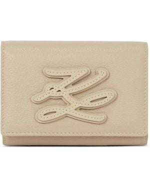 KARL LAGERFELD Wallet Relief Logo Zip Metal - Natural